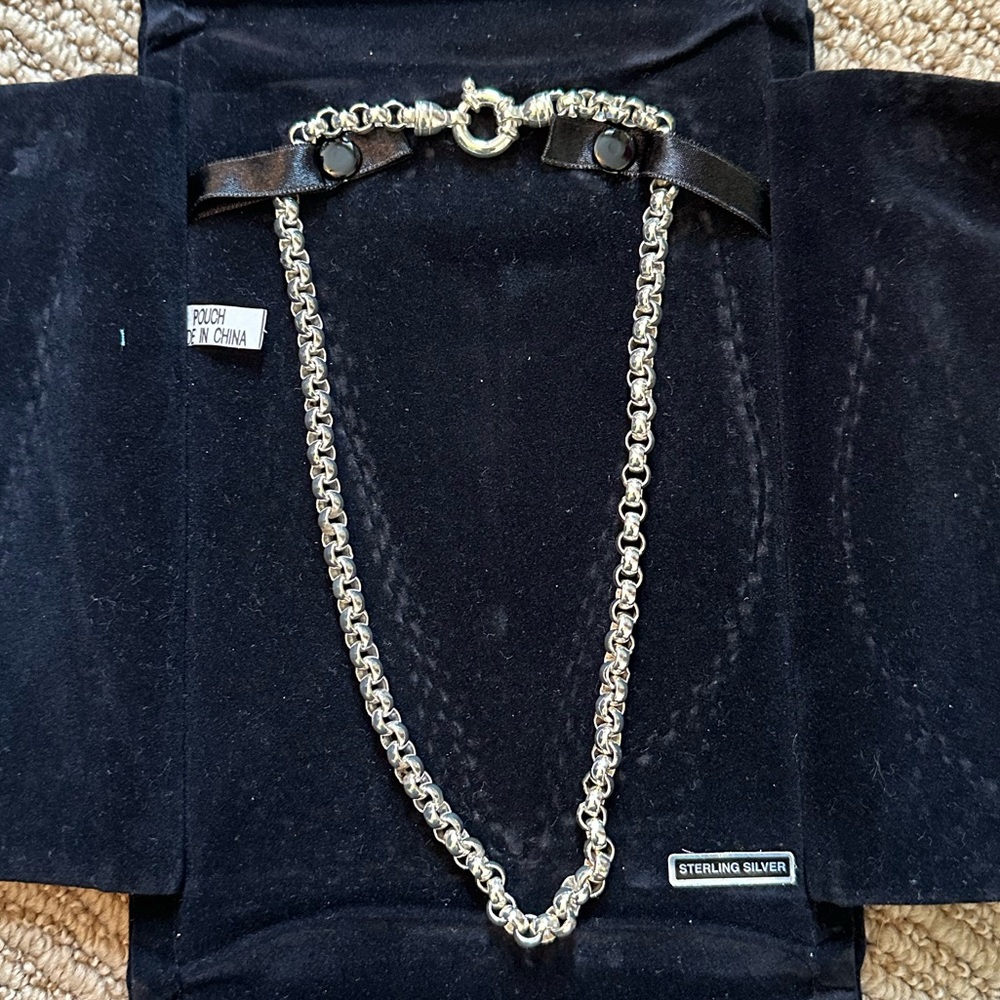 Sterling Silver (925) rolo chain necklace & bracelet set - fish hook closure - Picture 7 of 7